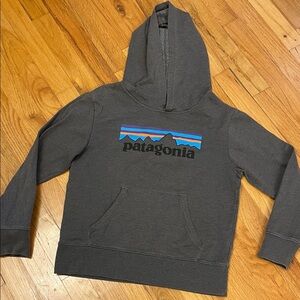 Patagonia Youth Hooded Sweatshirt. Size Large. Gray. GUC